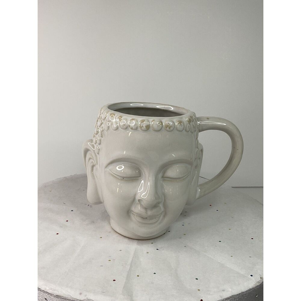 Meritage Stoneware Mug Buddha Head White